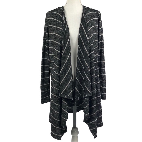 American Eagle Outfitters Sweaters - AEO | Marled Striped Open Weave Waterfall Cardigan